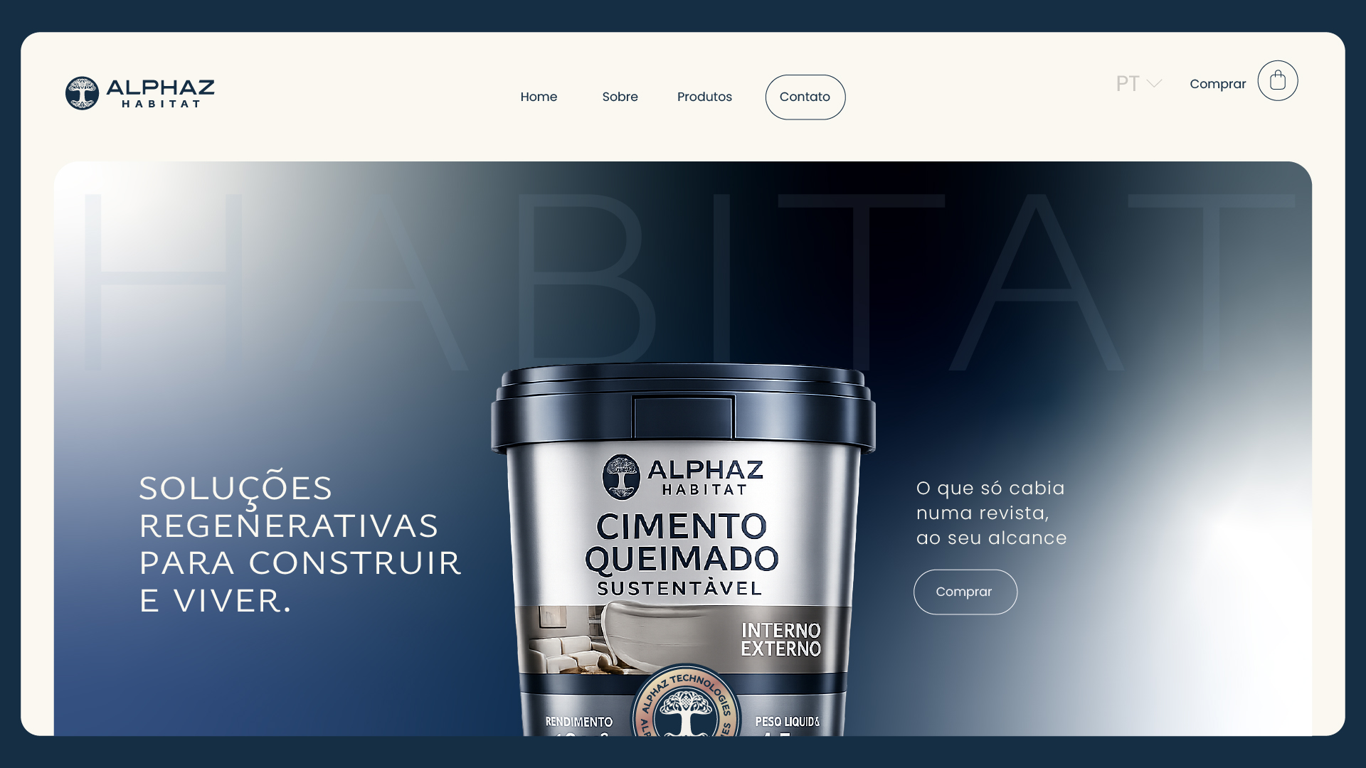 Landing page Alphaz Habitat com produto em destaque
